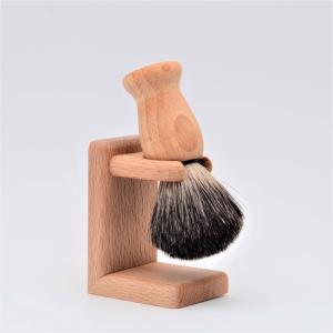 Ensemble blaireau & porte-blaireau en bois de hêtre - produits zéro déchet et certifiés bio