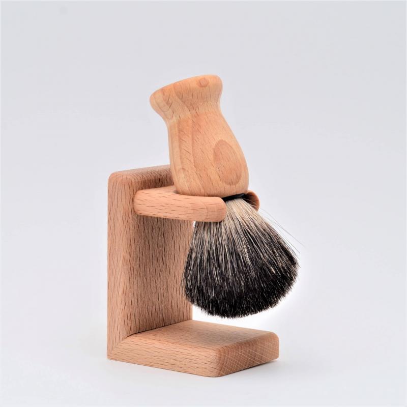 Ensemble blaireau & porte-blaireau en bois de hêtre - Produits certifiés bio et zéro déchet près de Caen Image Ensemble blaireau & porte-blaireau en bois de hêtre